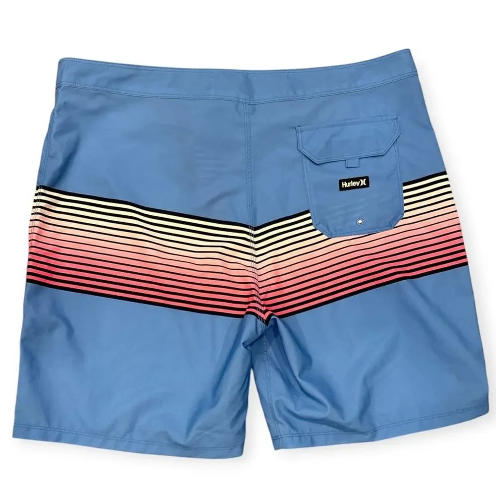 Hurley Mens Blue Striped Board Swim Shorts Size 38